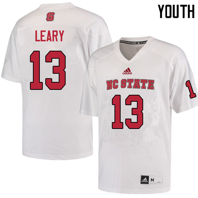 Youth #13 Devin Leary NC State Wolfpack College Football Jerseys Sale-White - Click Image to Close